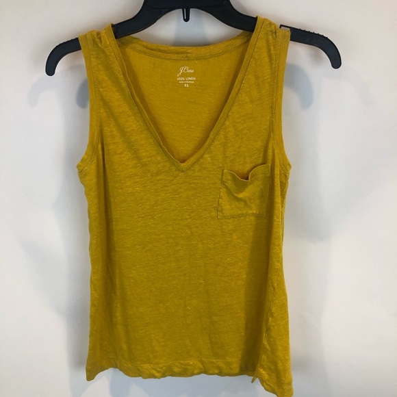 J. Crew Tops - J. Crew Sleeveless Linen Pocket Tank Yellow XS